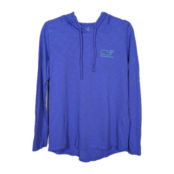 Vineyard Vines Tops - VINEYARD VINES Blue Slub Knit Whale Hoodie Long Sleeve Tee Women's Small